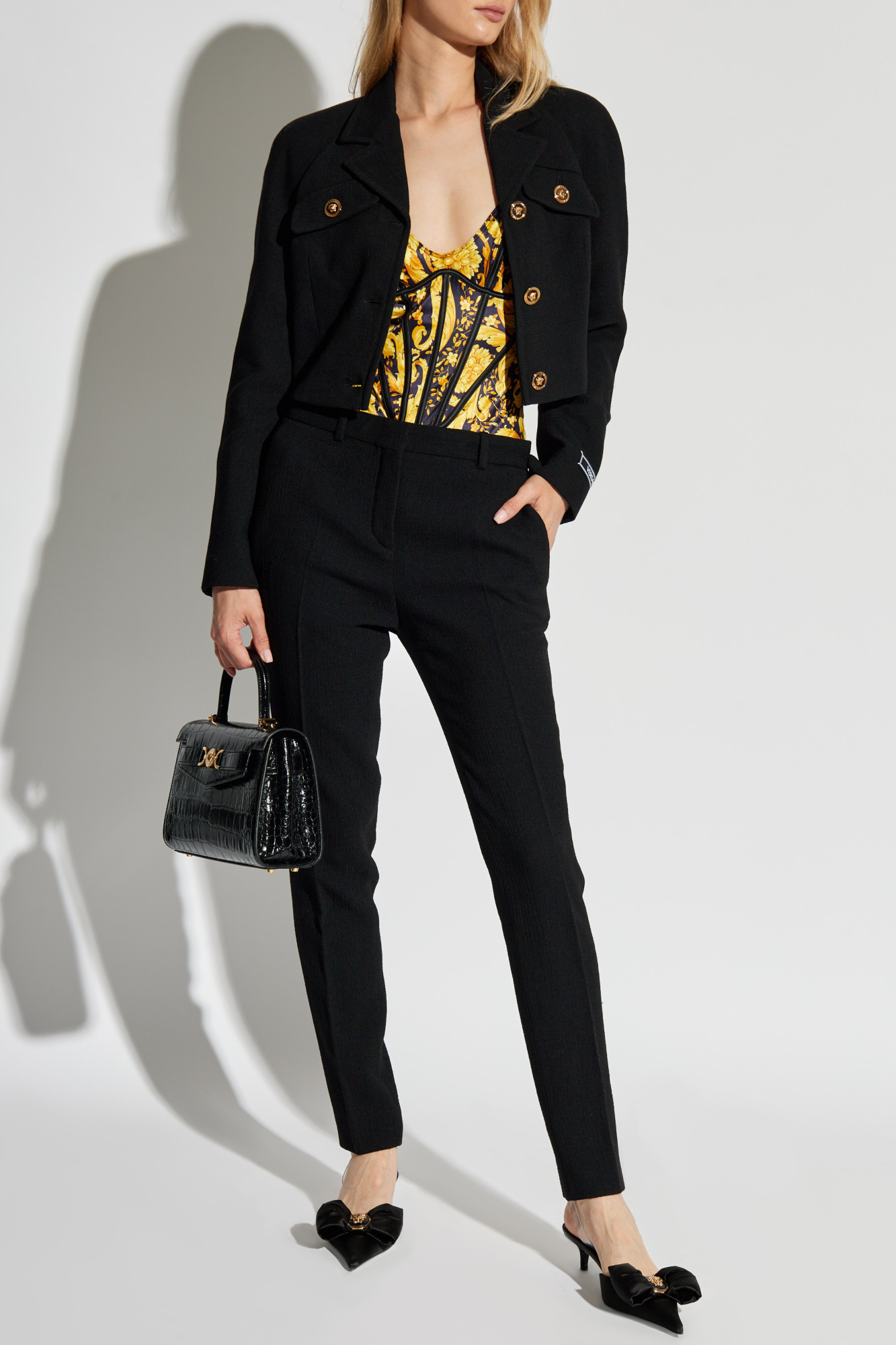 VIP【関税送料無料】希少 VERSACE BLACK WOOL CASUAL JACKET Black Wool coat Versace - Vitkac Italy